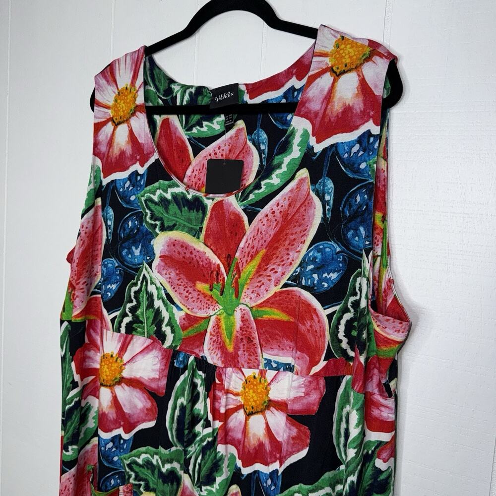 Ulla Popken Women’s Floral Sleeveless Tunic Dress Size 24/26 NWT - Picture 3 of 5